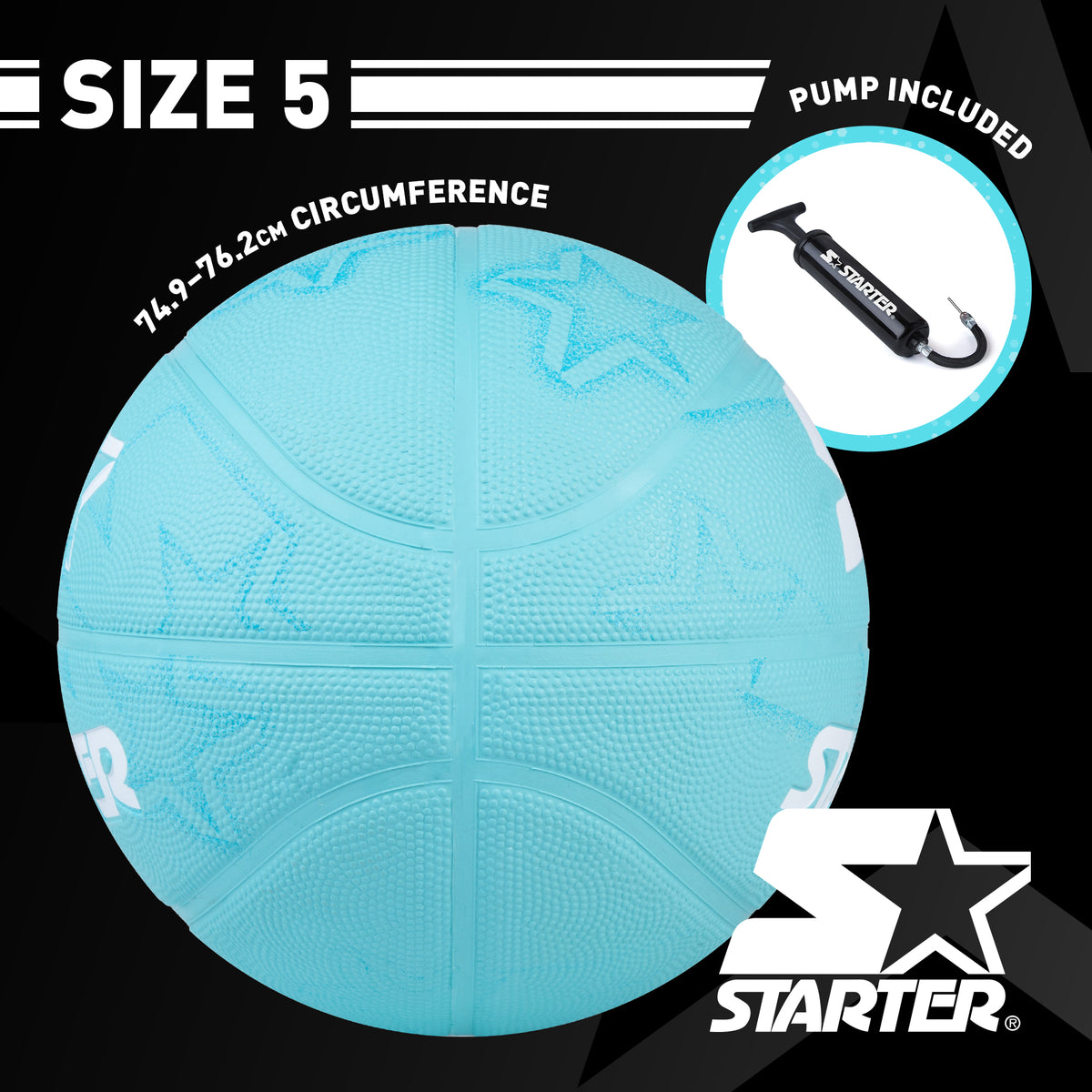 STARTER Rubber Basketball – Outdoor Grip with Pump, Size 7
