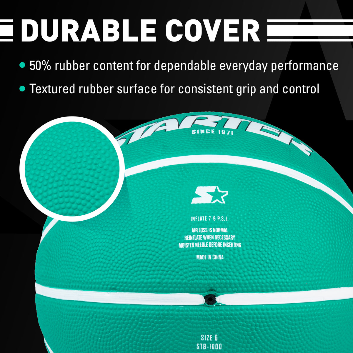 STARTER Rubber Basketball – Outdoor Grip with Pump, Size 7
