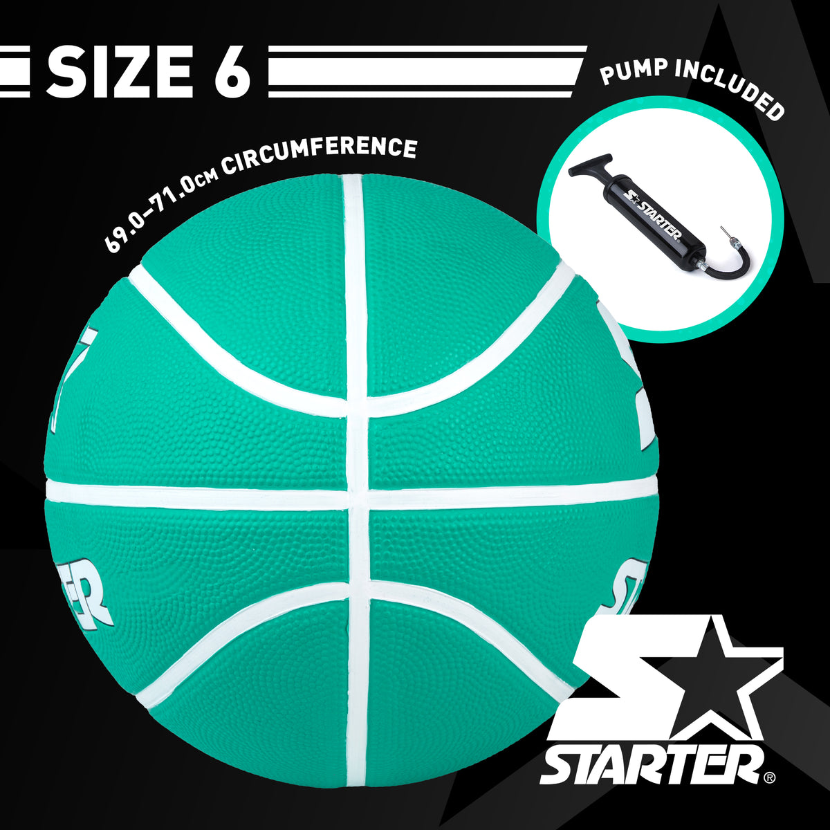 STARTER Rubber Basketball – Outdoor Grip with Pump, Size 7