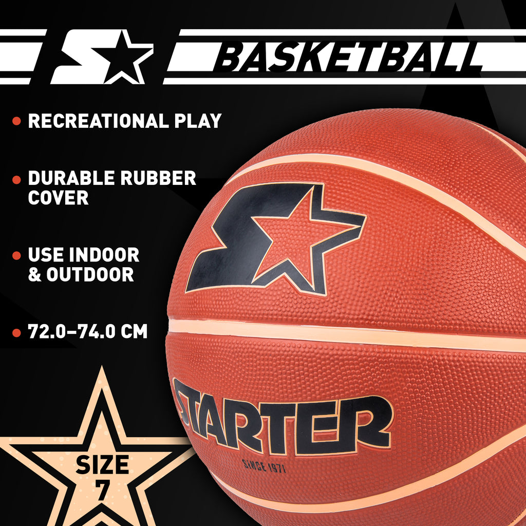 STARTER Rubber Basketball – Outdoor Grip with Pump, Size 7