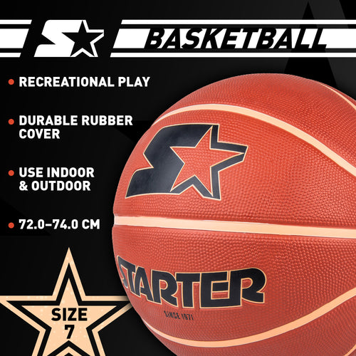 STARTER Rubber Basketball – Outdoor Grip with Pump, Size 7