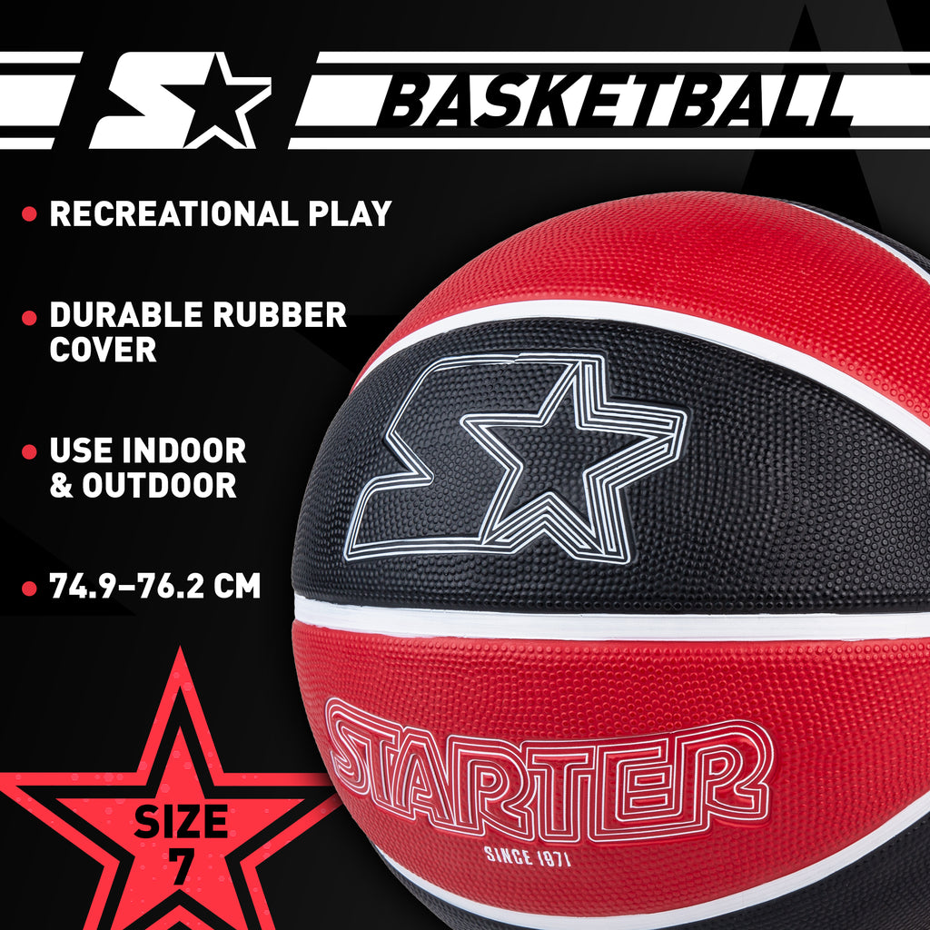 STARTER Rubber Basketball – Outdoor Grip with Pump, Size 7