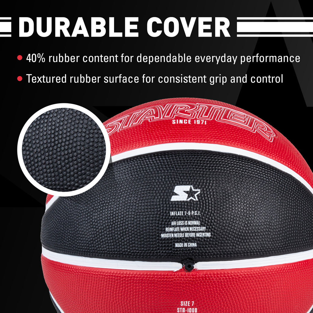 STARTER Rubber Basketball – Outdoor Grip with Pump, Size 7