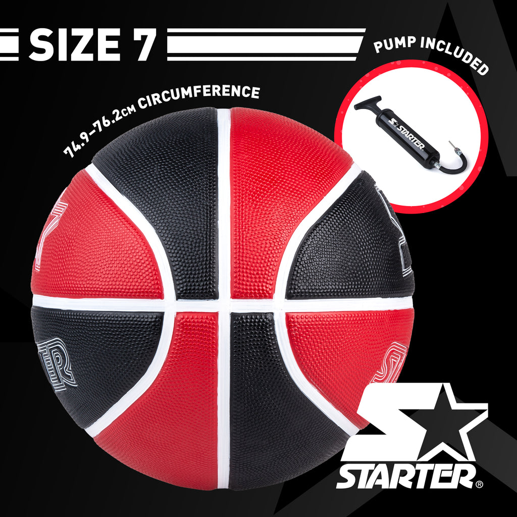 STARTER Rubber Basketball – Outdoor Grip with Pump, Size 7