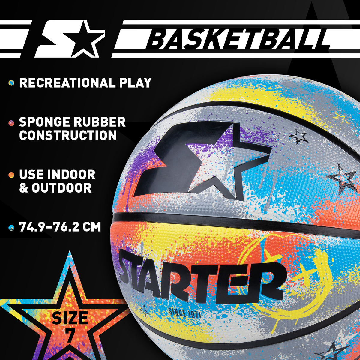 STARTER Street Basketballs – Sponge Rubber with Pump, Size 7