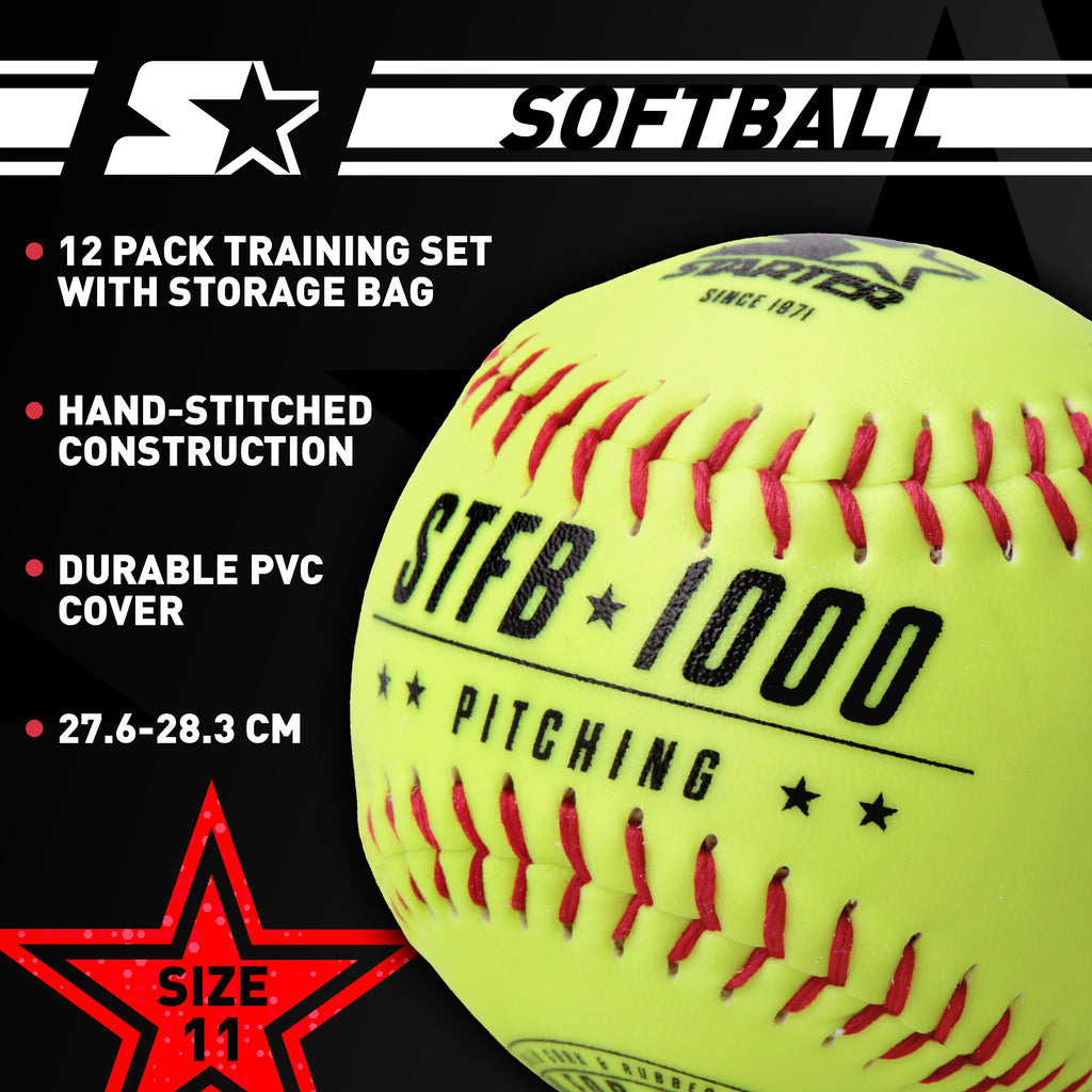 Starter Size 11 Hand Stitched PVC Softballs, 12-Pack