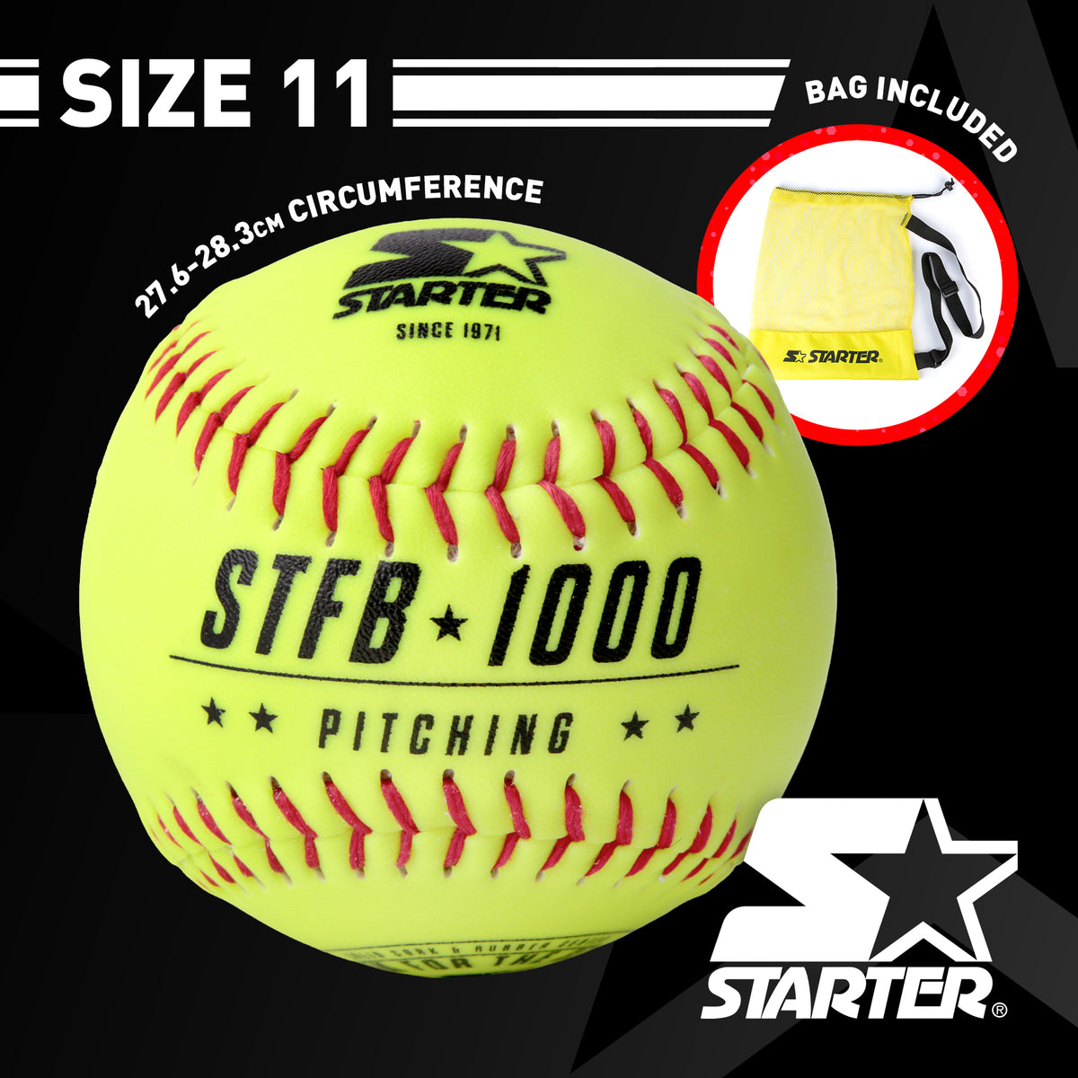 Starter Size 11 Hand Stitched PVC Softballs, 12-Pack