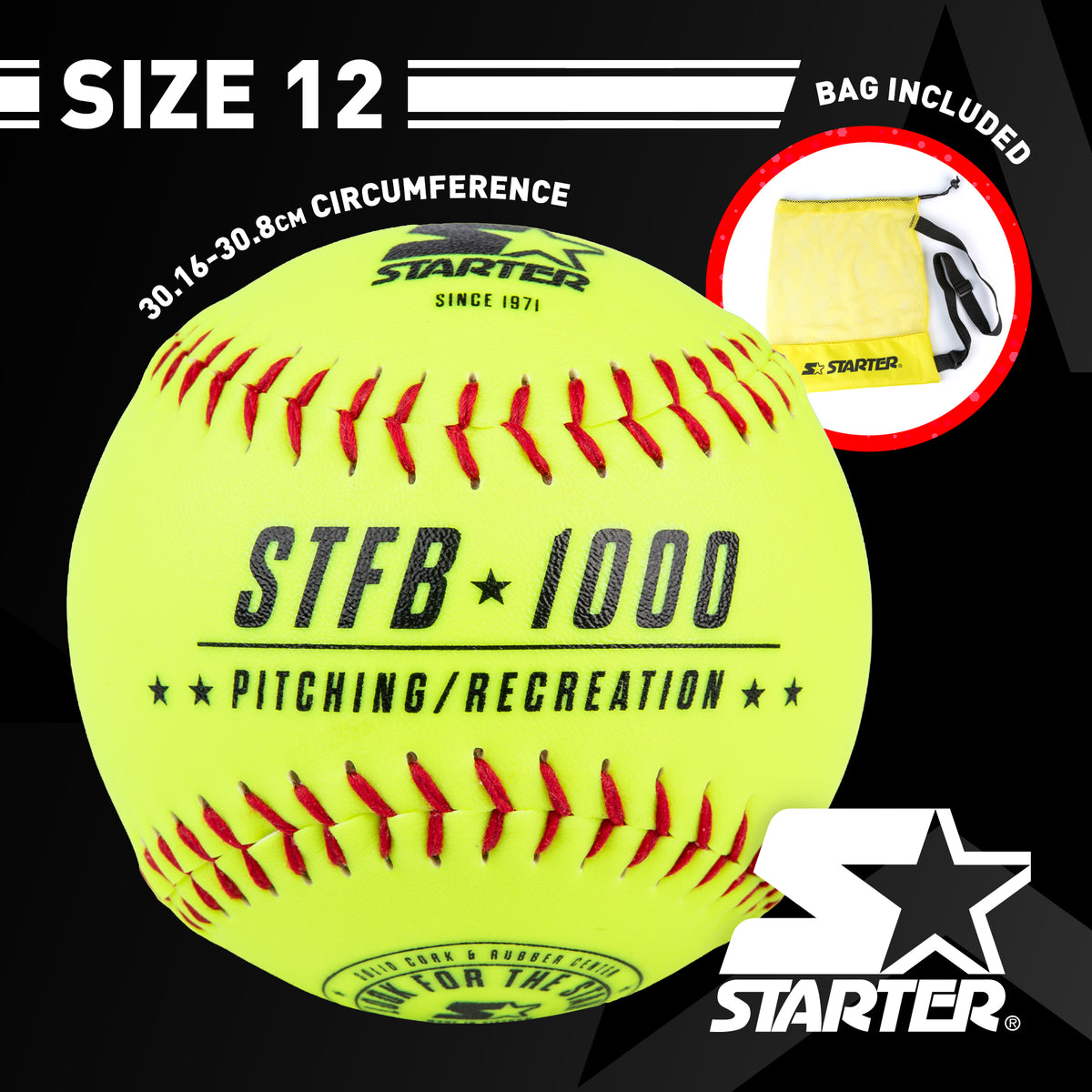 Starter Size 12 Hand Stitched PVC Softballs, 12-Pack