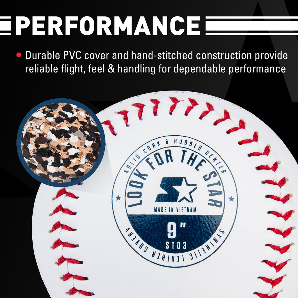 Starter Size 9 PVC Hand Stitched Baseballs, 12-Pack